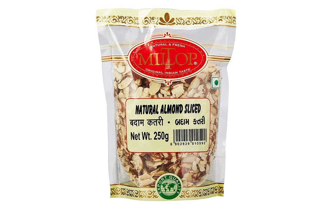 Miltop Natural Almond Sliced    Pack  250 grams